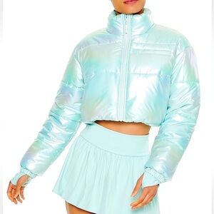 Iridescent Cropped Puffer Jacket